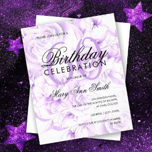 Flyer Invitación a la morada floral de cumpleaños número