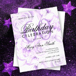 Flyer Invitación a la morada floral de cumpleaños número<br><div class="desc">Elegante plantilla de invitación del 60º cumpleaños del partido Floral Purple.</div>