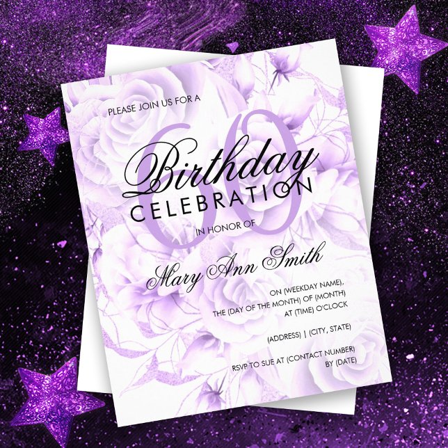 Flyer Invitación a la morada floral de cumpleaños número (Subido por el creador)
