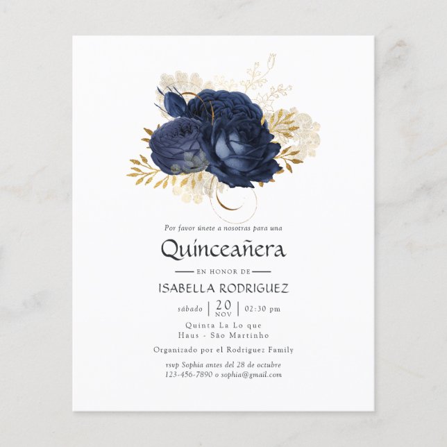 Flyer Invitación a la Rosa de cosecha Quinceañera (Frente)