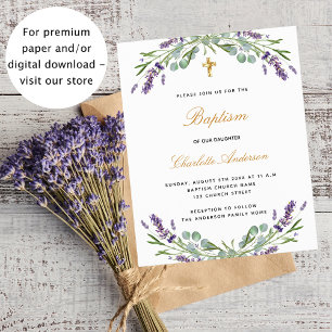 Flyer Invitación a lavender eucalipto para el bautismo p