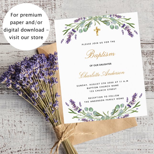 Flyer Invitación a lavender eucalipto para el bautismo p (Subido por el creador)