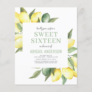 Flyer Invitación a los 16 cumpleaños de Budget Lemon Swe
