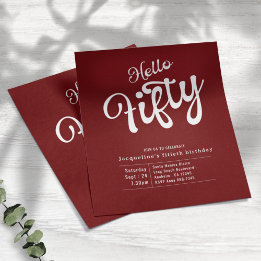 Flyer Invitación a los 50 años del presupuesto rojo blan