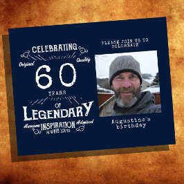 Flyer Invitación a los 60 cumpleaños del presupuesto azu