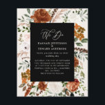 Flyer Invitación a los detalles del boda botánico negro<br><div class="desc">Carta de detalles e invitaciones a bodas florales a acuarelas rústicas de bajo costo. Con hermosas rúbricas,  terracota,  rosa rubor,  negro,  crema natural y salvia pampas verde pasto eucalipto acuarela detalles de color. Esta moderna invitación a la boda le permitirá fijar el estilo de su gran día.</div>