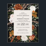 Flyer Invitación a los detalles del boda floral blanco y<br><div class="desc">Carta de detalles e invitaciones a bodas florales a acuarelas rústicas de bajo costo. Con hermosas rúbricas,  terracota,  rosa rubor,  negro,  crema natural y salvia pampas verde pasto eucalipto acuarela detalles de color. Esta moderna invitación a la boda le permitirá fijar el estilo de su gran día.</div>