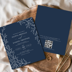 Flyer Invitación a matrimonio azul de código QR de presu