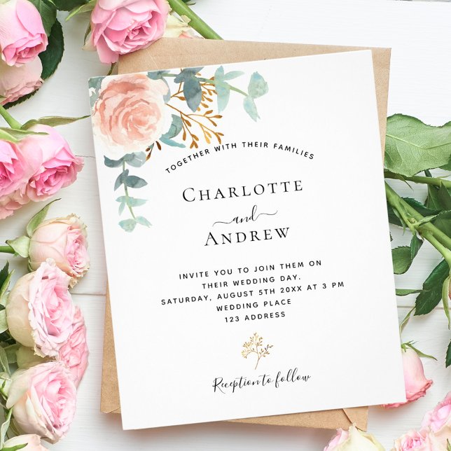 Flyer invitación a matrimonio con presupuesto de rubor p (Subido por el creador)