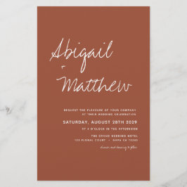 Flyer Invitación a matrimonio de código QR de Terracota