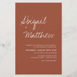 Flyer Invitación a matrimonio de código QR de Terracota