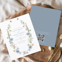Invitación a matrimonio de código QR para flor sil