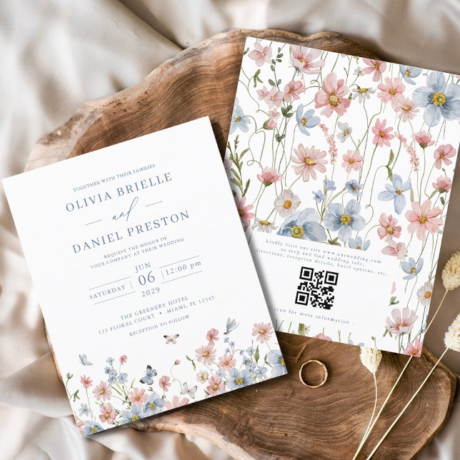 Flyer Invitación a matrimonio de código QR para flor sil (Subido por el creador)