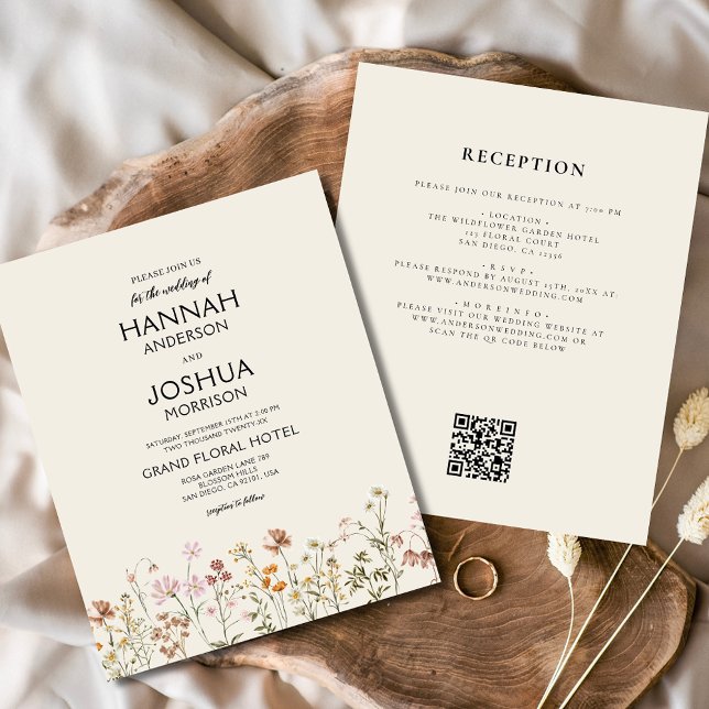 Flyer Invitación a matrimonio de código QR para flor sil (Subido por el creador)