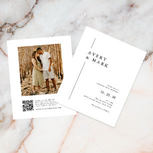 Flyer Invitación a matrimonio de código QR para foto de
