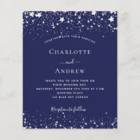 Invitación a matrimonio de estrellas de plata azul