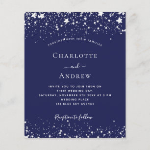 Flyer Invitación a matrimonio de estrellas de plata azul
