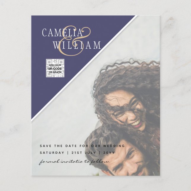 Flyer Invitación a matrimonio de fotos de presupuesto Co (Frente)
