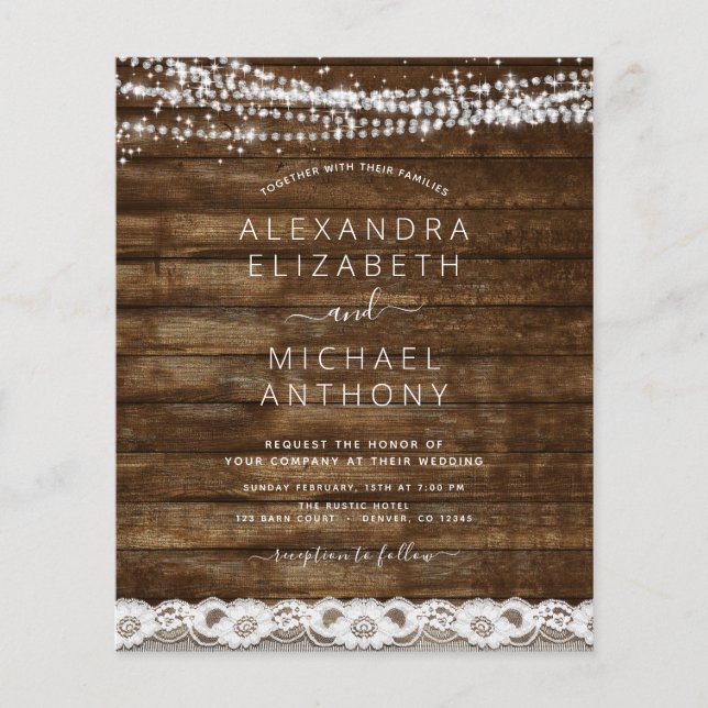 Flyer Invitación a matrimonio de las luces de cadena rus (Frente)