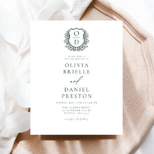 Flyer Invitación a matrimonio de monograma de Escudo ver