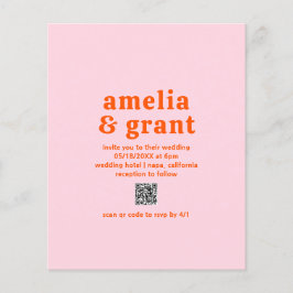 Flyer Invitación a matrimonio de presupuesto rosado con