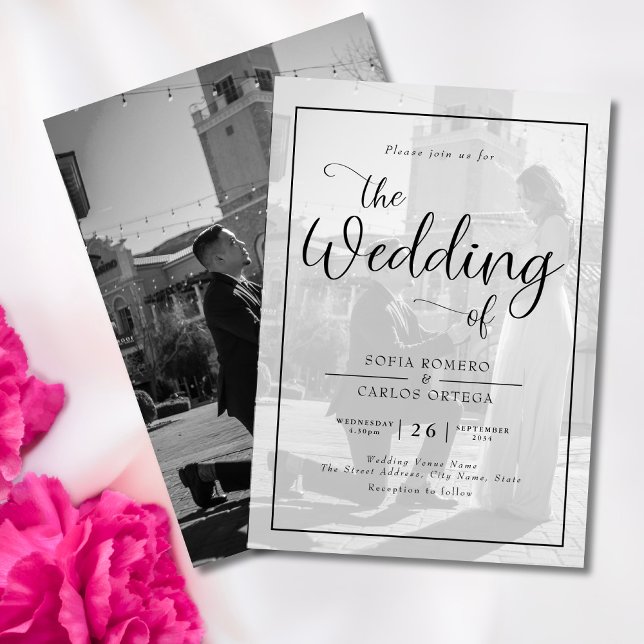 Flyer Invitación a matrimonio fotográfico blanco y negro (Subido por el creador)