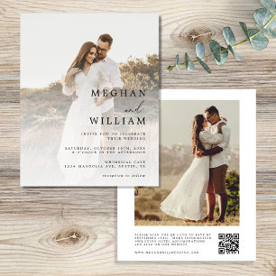 Flyer Invitación a matrimonio fotográfico de código QR d