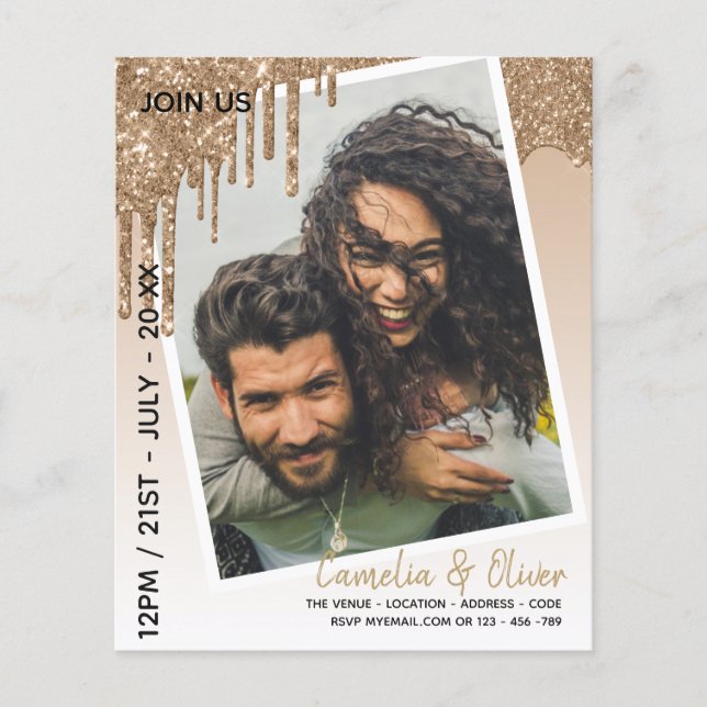 Flyer Invitación a matrimonio por sobreposición de foto  (Frente)