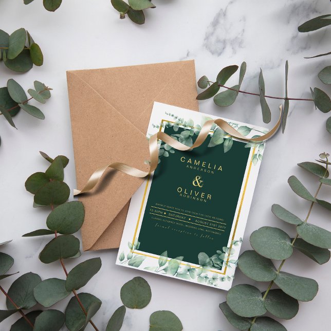 Flyer Invitación a matrimonio presupuestal Oro Verde con (Subido por el creador)