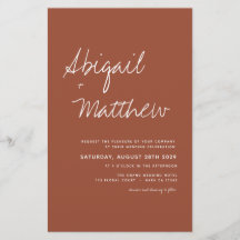 Invitación a matrimonio simple de Boho Terra Cotta