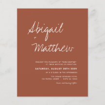 Invitación a matrimonio simple de Boho Terra Cotta