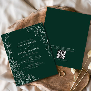 Flyer Invitación a matrimonio verde esmeralda de código