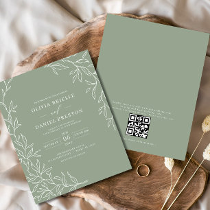 Flyer Invitación a matrimonio verde inteligente del códi