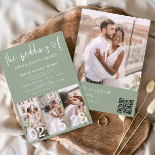 Flyer Invitación a matrimonio verde inteligente del códi