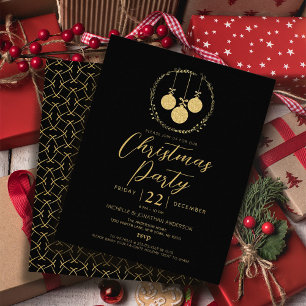 Flyer Invitación a Navidades de Purpurinas de oro negro