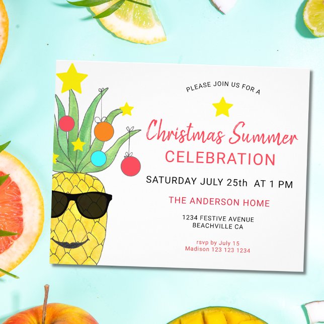 Flyer Invitación a navidades Fiesta verano piña (Subido por el creador)
