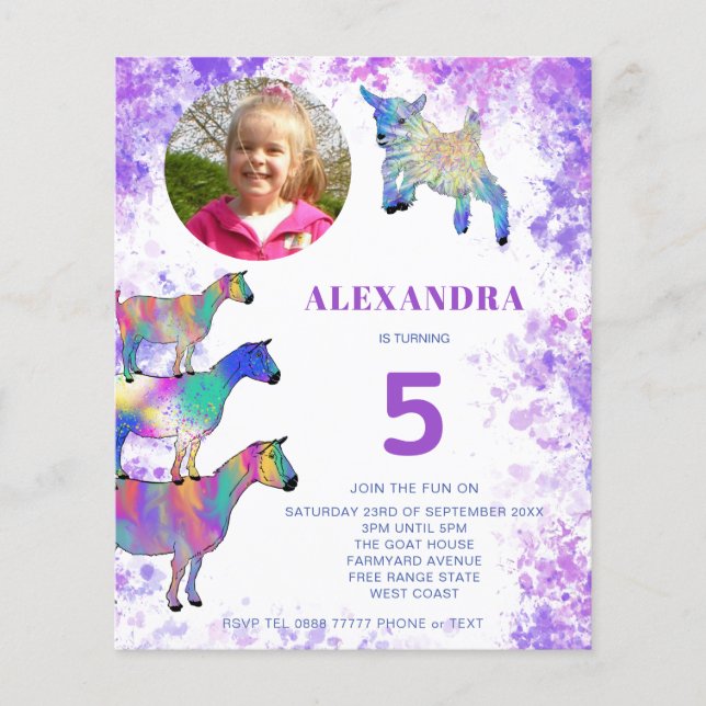 Flyer Invitación a presupuesto púrpura de foto de cumple (Frente)