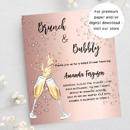 Flyer Invitación a rosa de Brunch Bubbly Bridal Shower