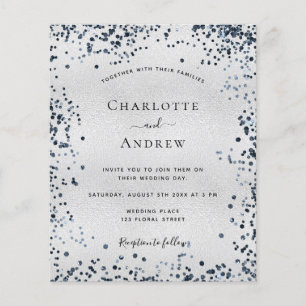 Flyer Invitación a una boda con presupuesto azul marino