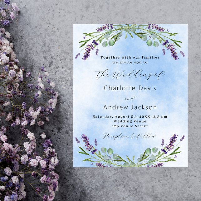 Flyer Invitación a una boda de bajo presupuesto azul con (Subido por el creador)