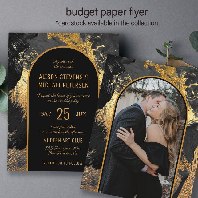 Flyer Invitación a una boda de oro negro y oro (Subido por el creador)
