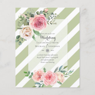 Flyer Invitación a una boda floral con Rosas rosas rosad
