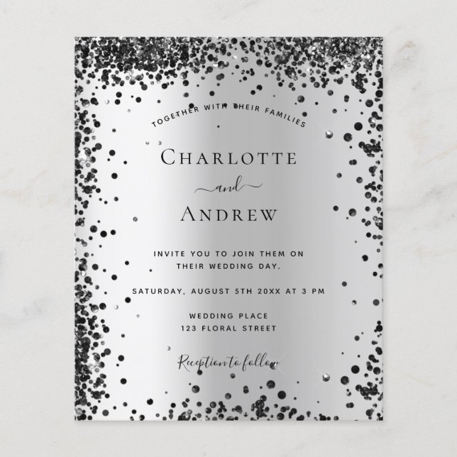 Flyer Invitación a una boda metalizado con presupuesto n (Frente)