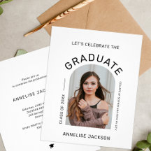 Invitación a una fiesta de graduación de fotos mod