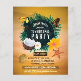 Flyer Invitación a una fiesta de graduación de playa tro