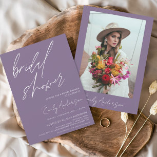 Flyer Invitación al Boho púrpura de la ducha de novia pr
