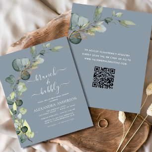 Flyer Invitación al código QR para ducha de novia Brunch