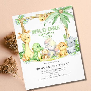 Flyer Invitación al cumpleaños de Budget Wild One Safari