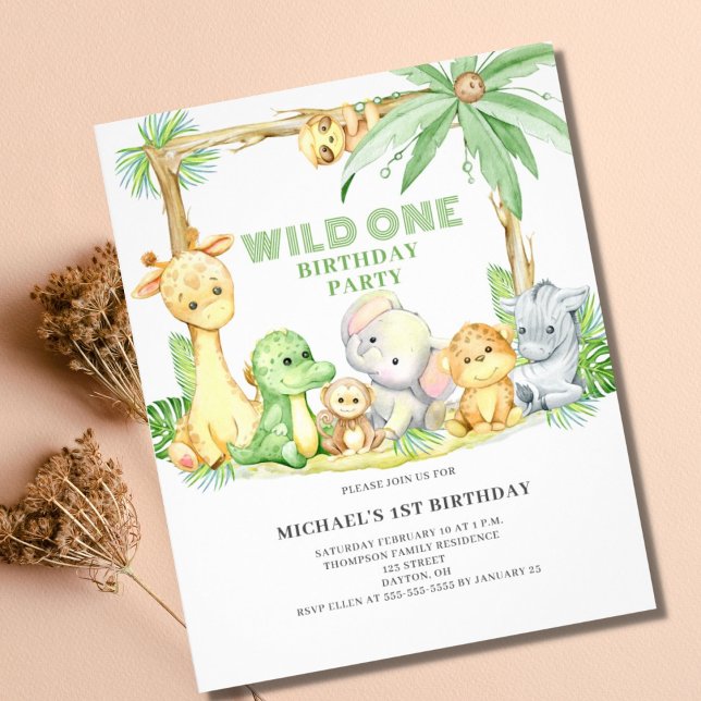 Flyer Invitación al cumpleaños de Budget Wild One Safari (Subido por el creador)
