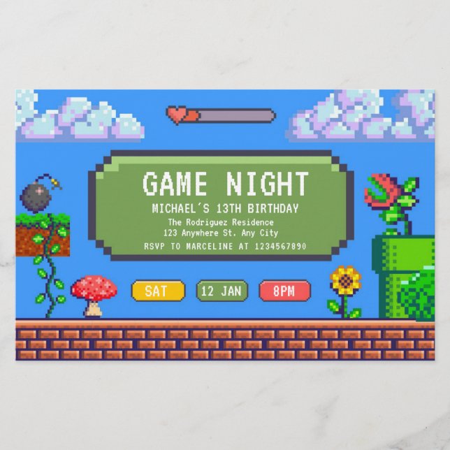 Flyer Invitación al cumpleaños de los niños de la noche  (Frente)